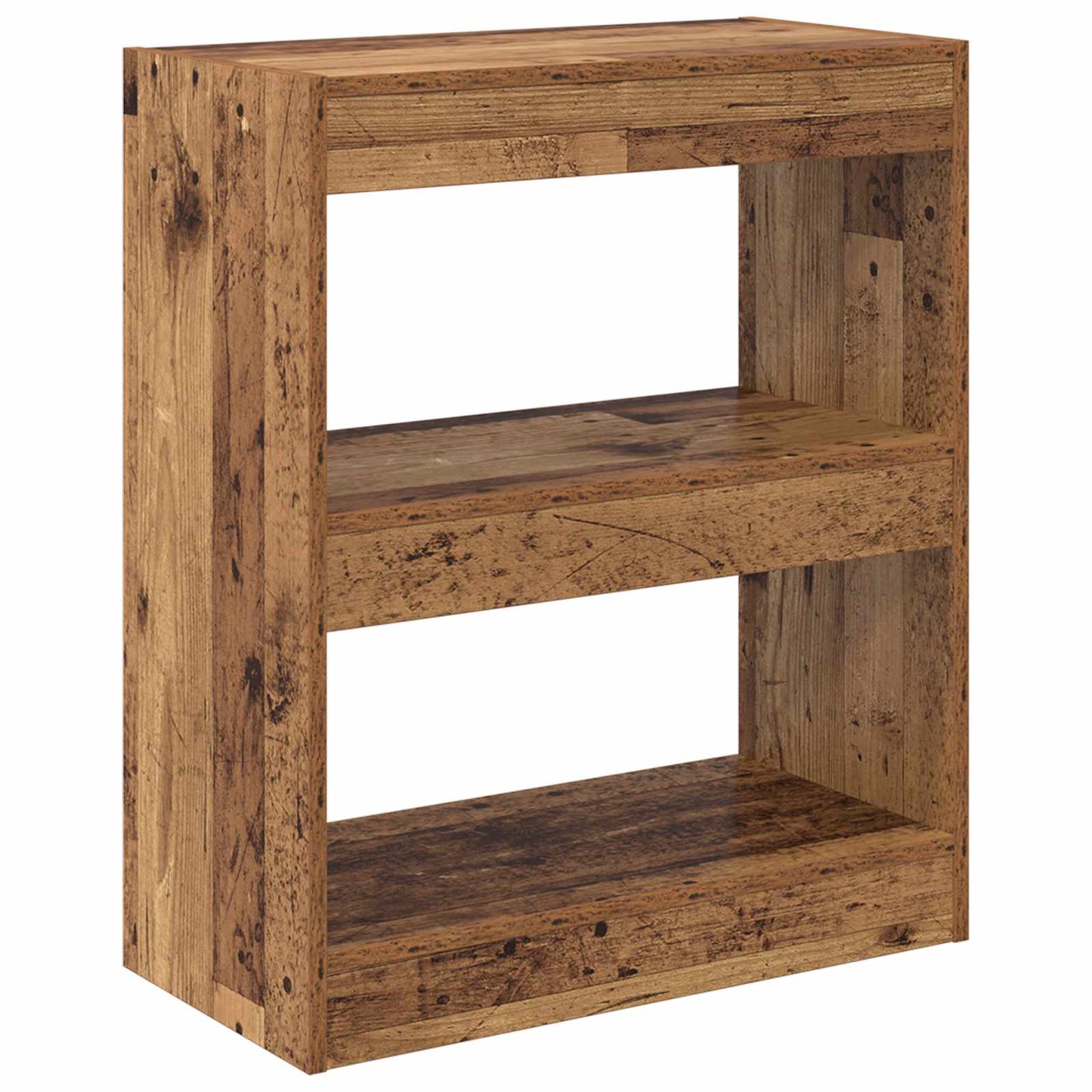 Bücherregal 2 Ebenen 60 x 30 x 72 cm Holzwerkstoff Altholz