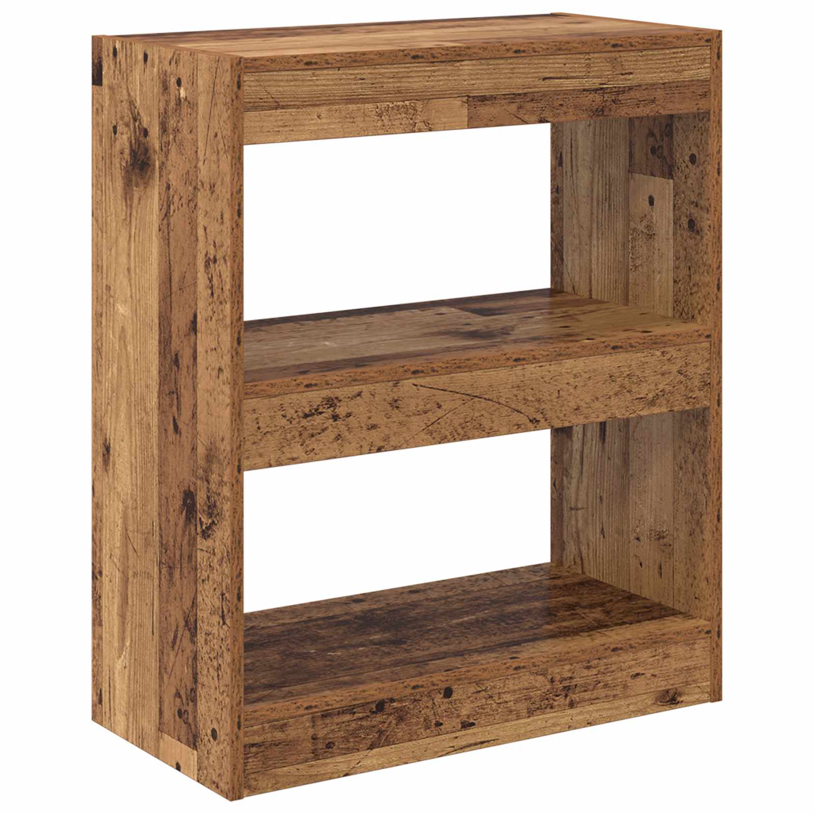 Bücherregal 2 Ebenen 60 x 30 x 72 cm Holzwerkstoff Altholz