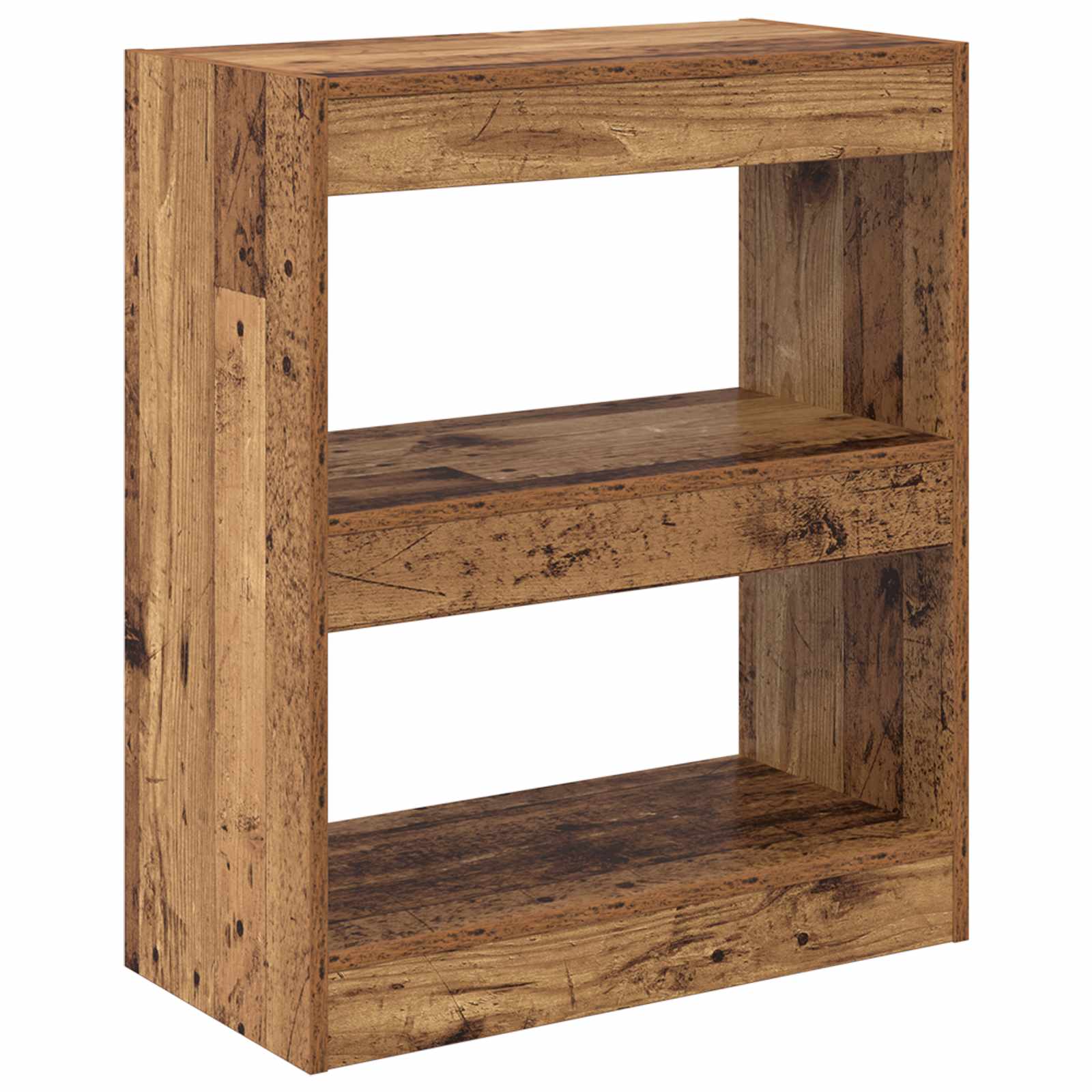 Bücherregal 2 Ebenen 60 x 30 x 72 cm Holzwerkstoff Altholz