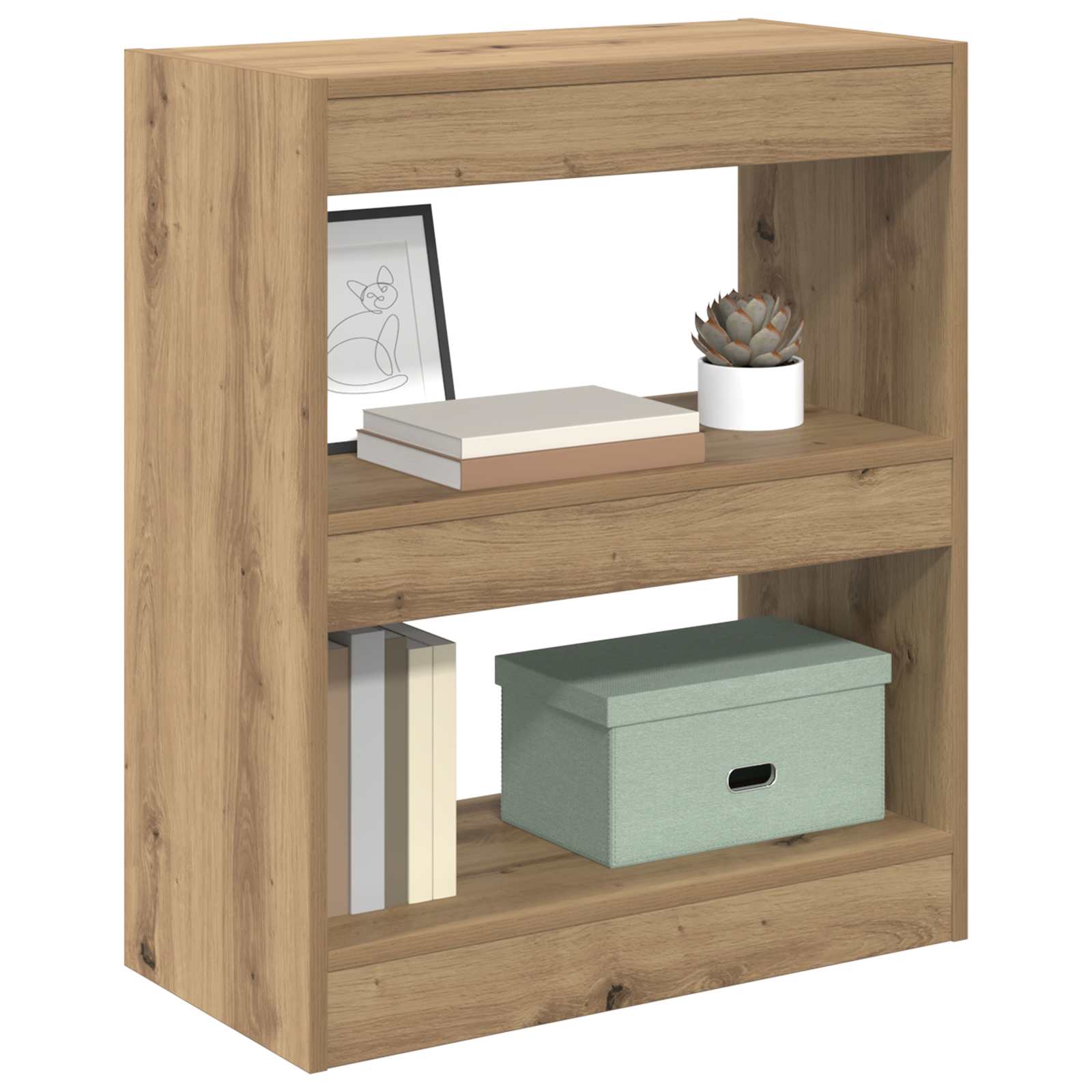 Bücherregal 2 Ebenen 60 x 30 x 72 cm Holzwerkstoff