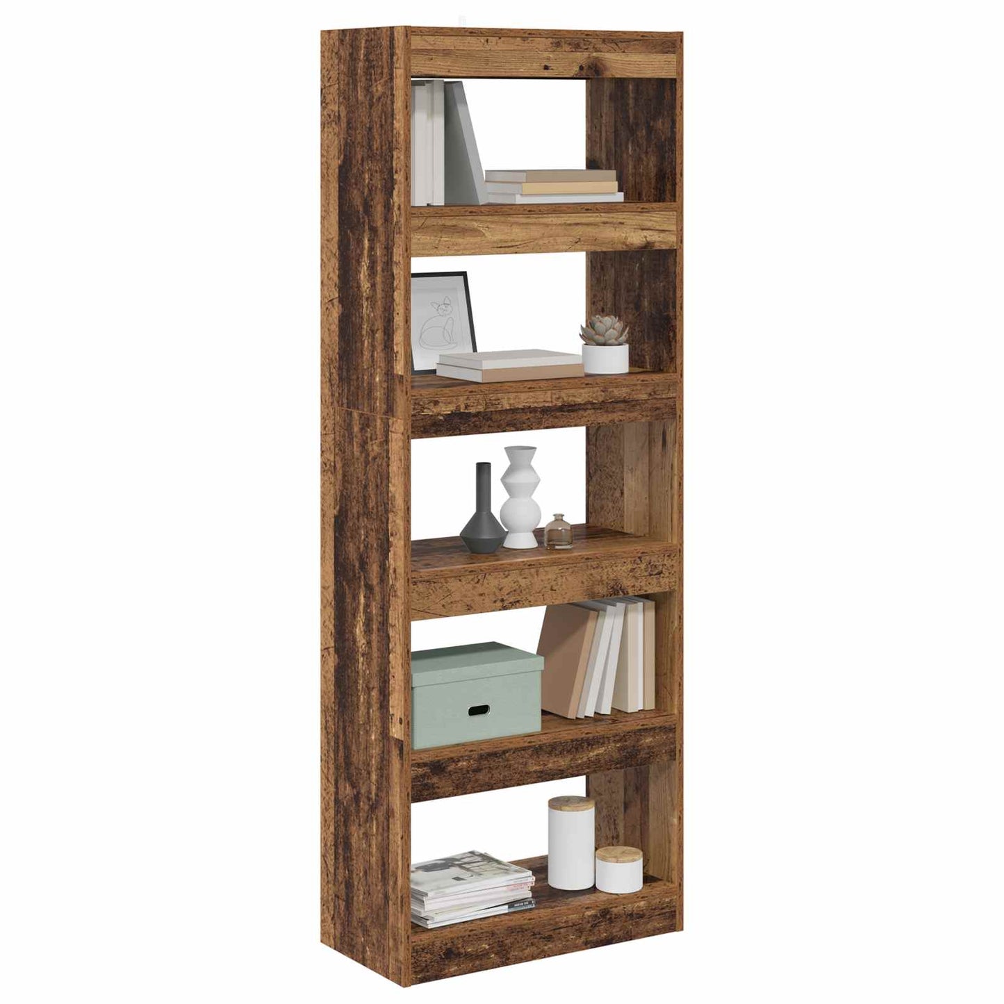 Bücherregal 5 Ebenen 60 x 30 x 166 cm Holzwerkstoff Altholz