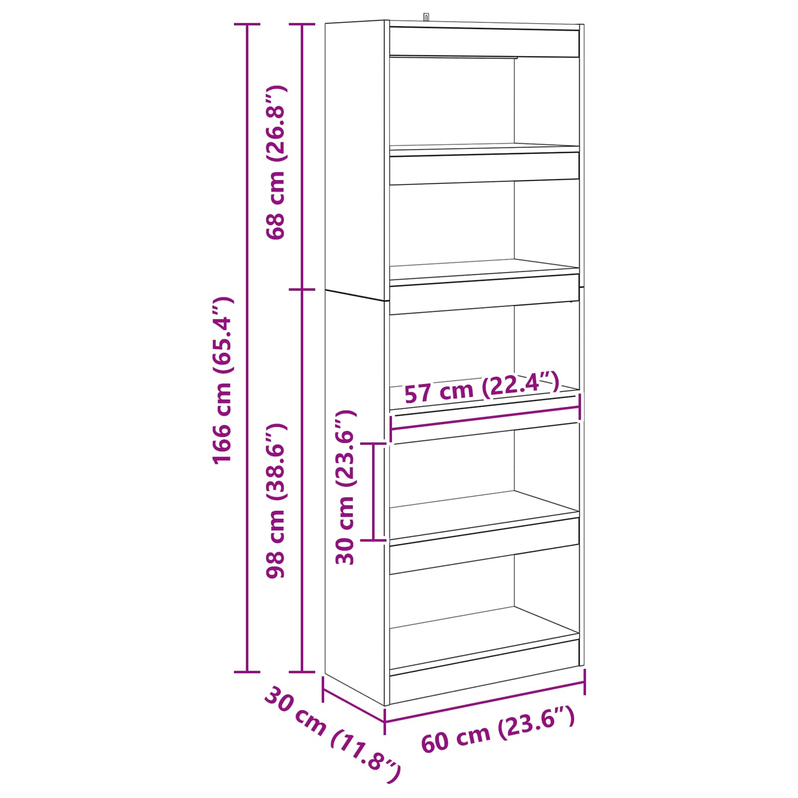 Bücherregal 5 Ebenen 60 x 30 x 166 cm Holzwerkstoff