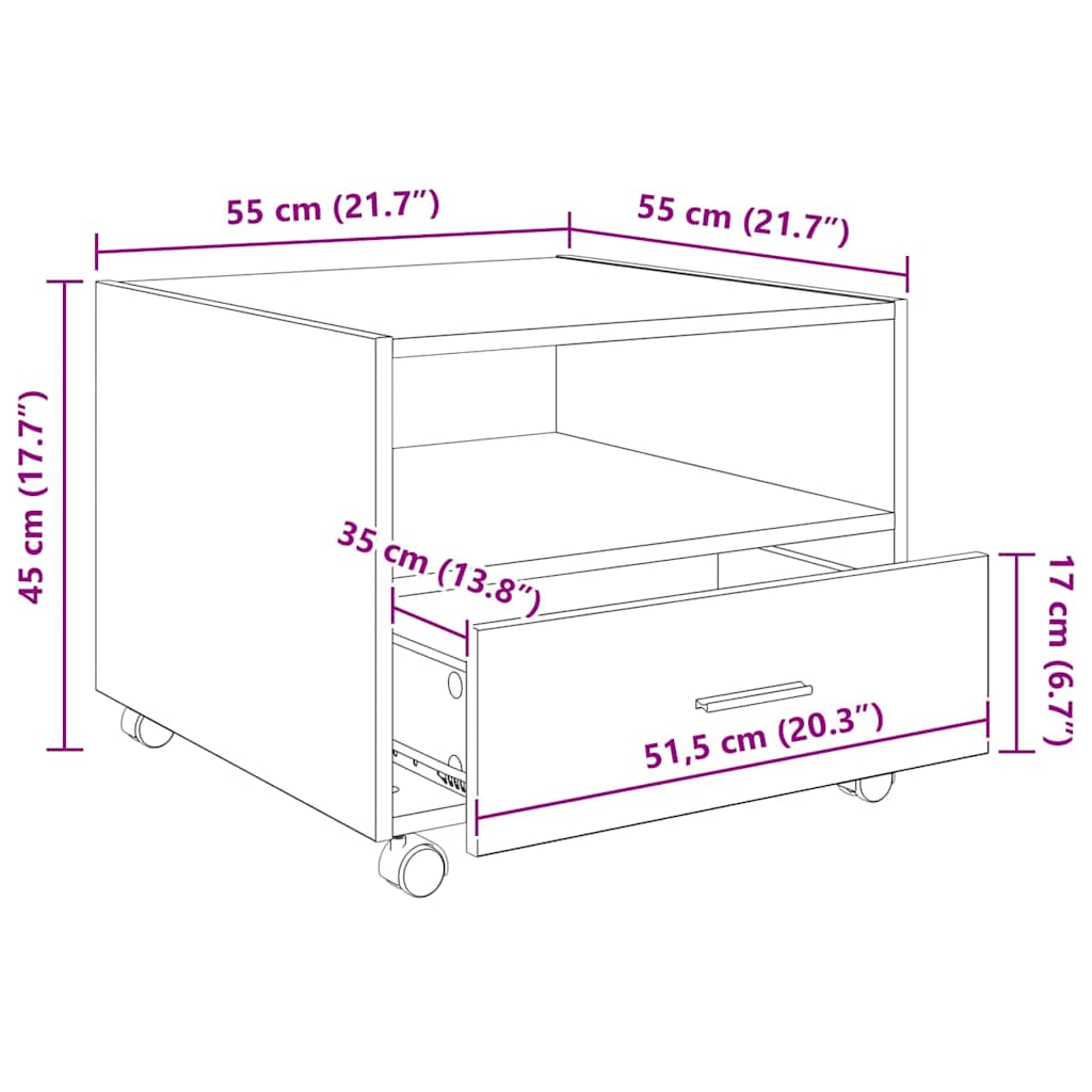 Couchtisch Altholz 55 x 55 x 45 cm Holzwerkstoff