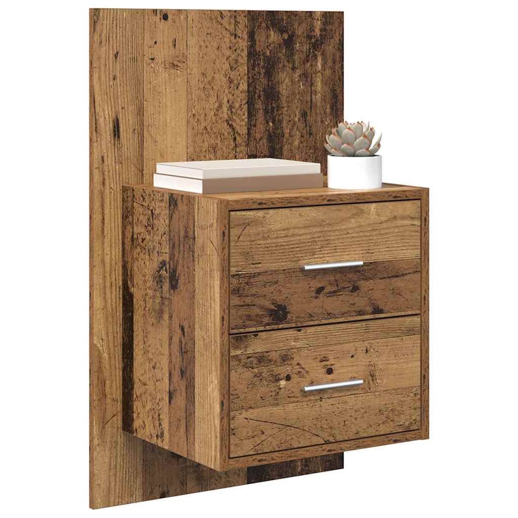Wandmontiertes Nachttischchen 2 stk. Altholz