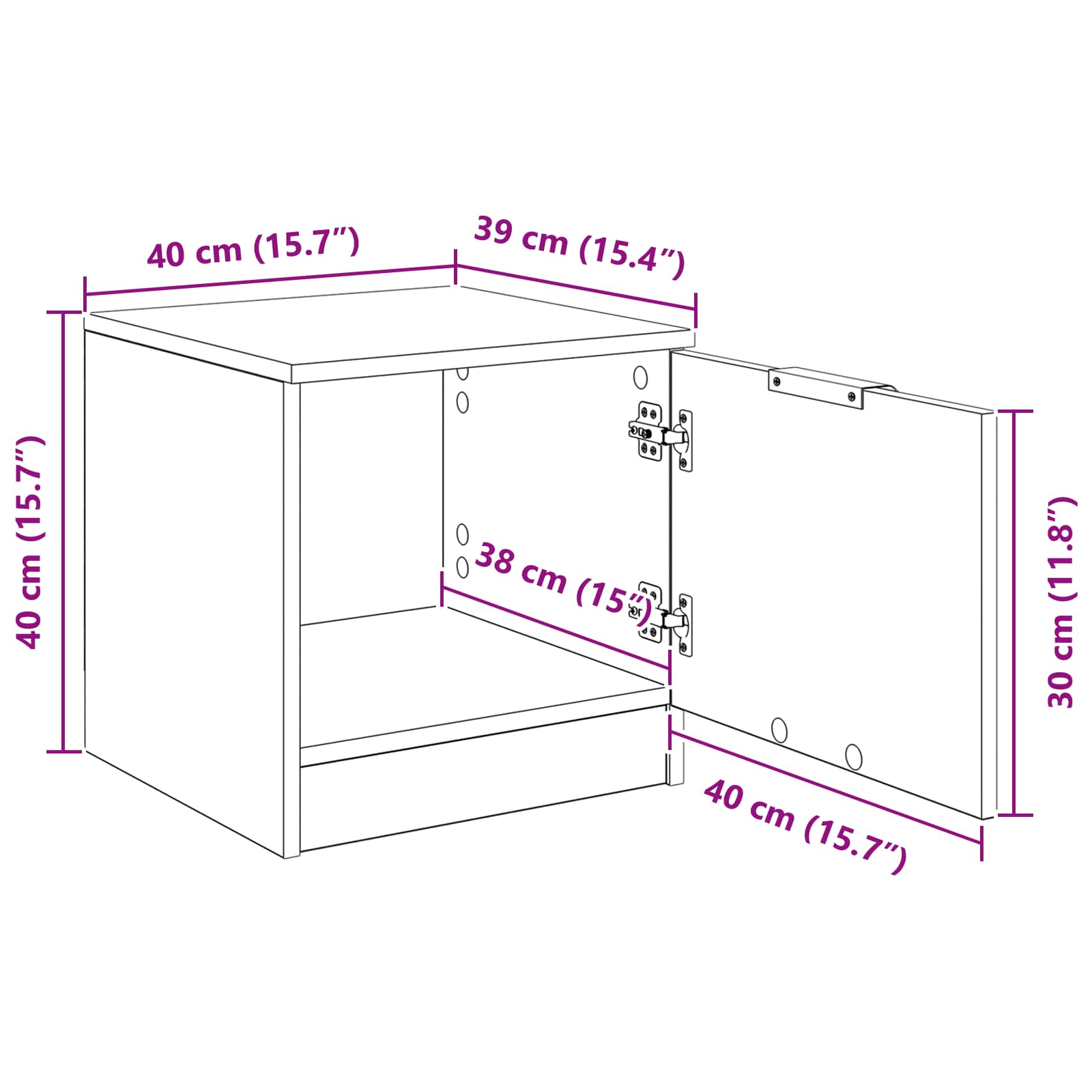 Bettschrank 2 stk. Altholz 40 x 39 x 40 cm Holzwerkstoff