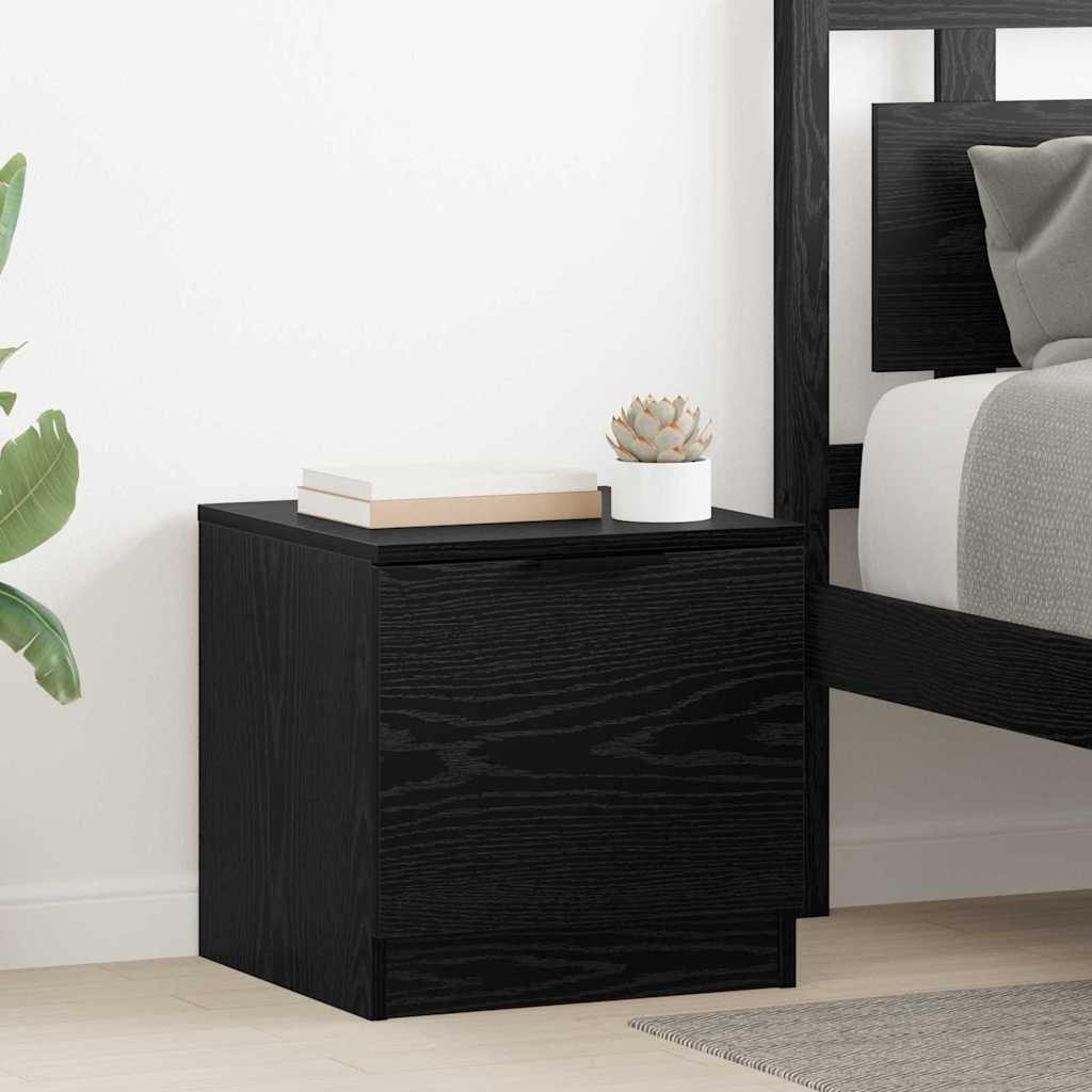 Bettschrank 2 stk. Schwarz Eichen-Optik 40 x 39 x 40 cm