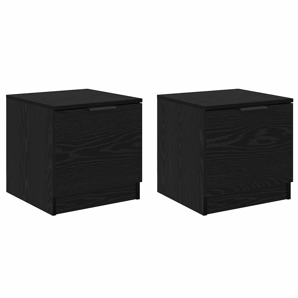 Bettschrank 2 stk. Schwarz Eichen-Optik 40 x 39 x 40 cm