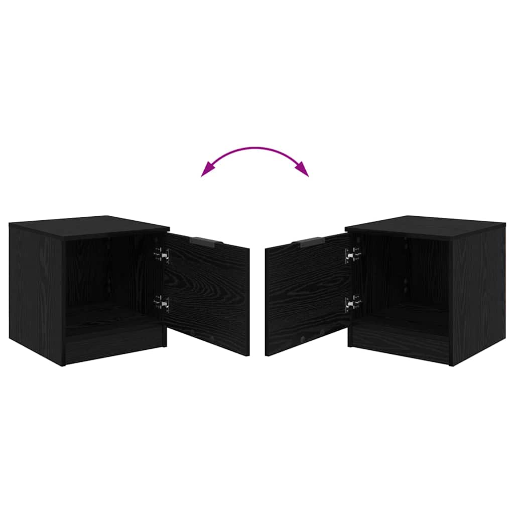 Bettschrank 2 stk. Schwarz Eichen-Optik 40 x 39 x 40 cm