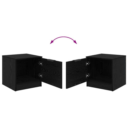 Bettschrank 2 stk. Schwarz Eichen-Optik 40 x 39 x 40 cm