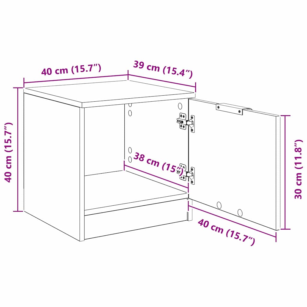 Bettschrank 2 stk. Schwarz Eichen-Optik 40 x 39 x 40 cm