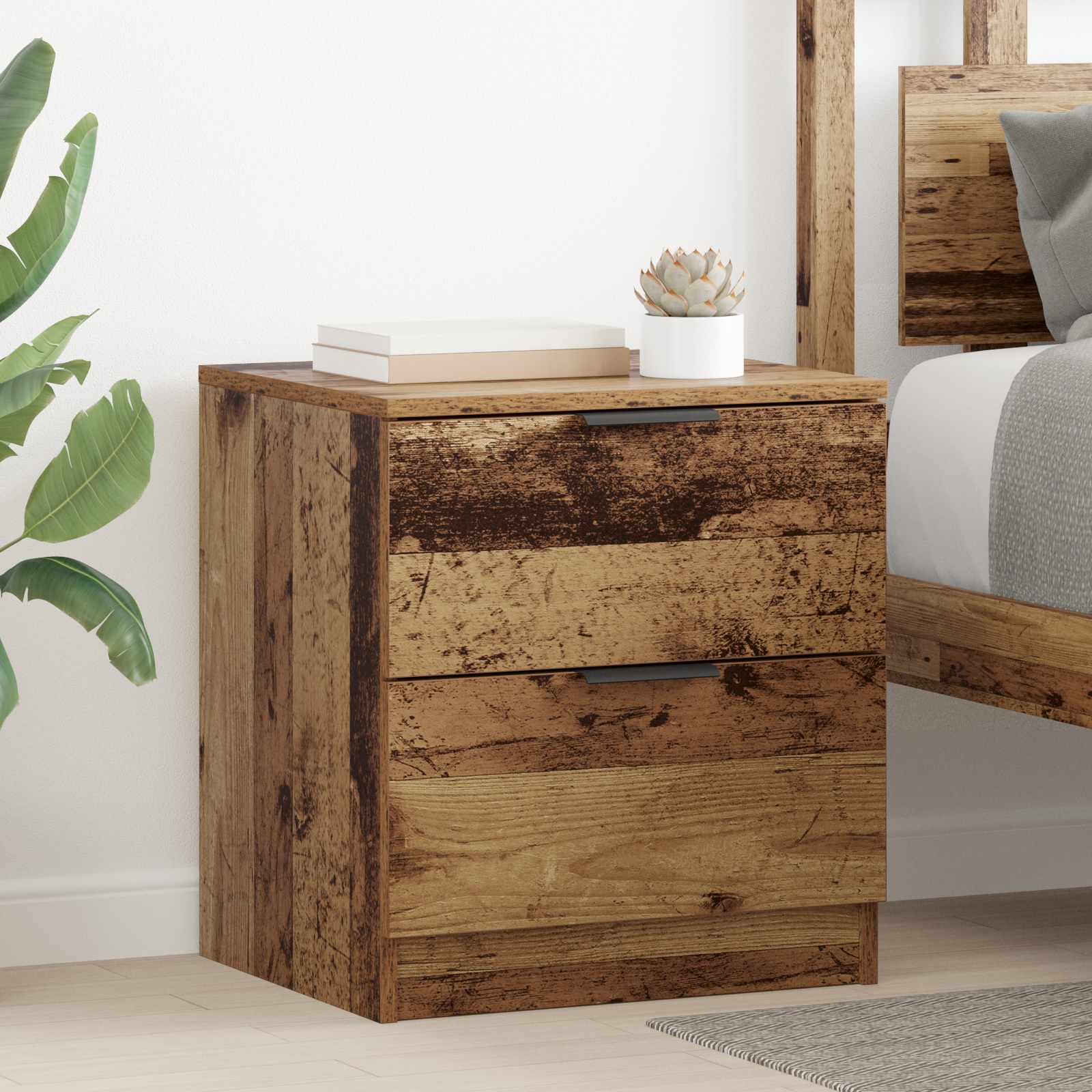 Nachttisch 2 stk. Altholz 45 x 39 x 50 cm Holzwerkstoff