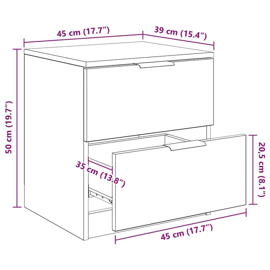 Nachttisch 2 stk. Altholz 45 x 39 x 50 cm Holzwerkstoff