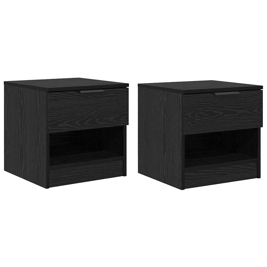 Bettschrank 2 stk. Schwarz Eichen-Optik 40 x 39 x 40 cm
