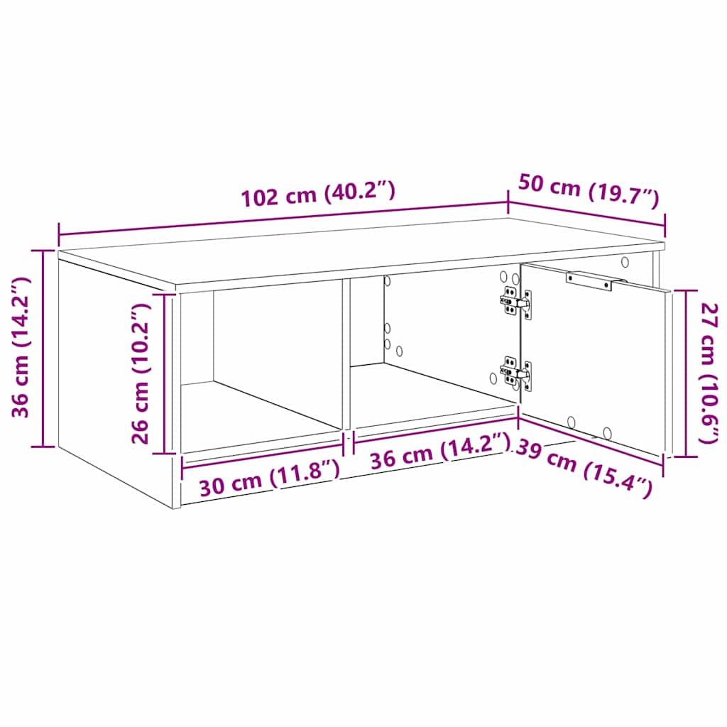 Couchtisch Altholz 102 x 50 x 36cm Holzwerkstoff
