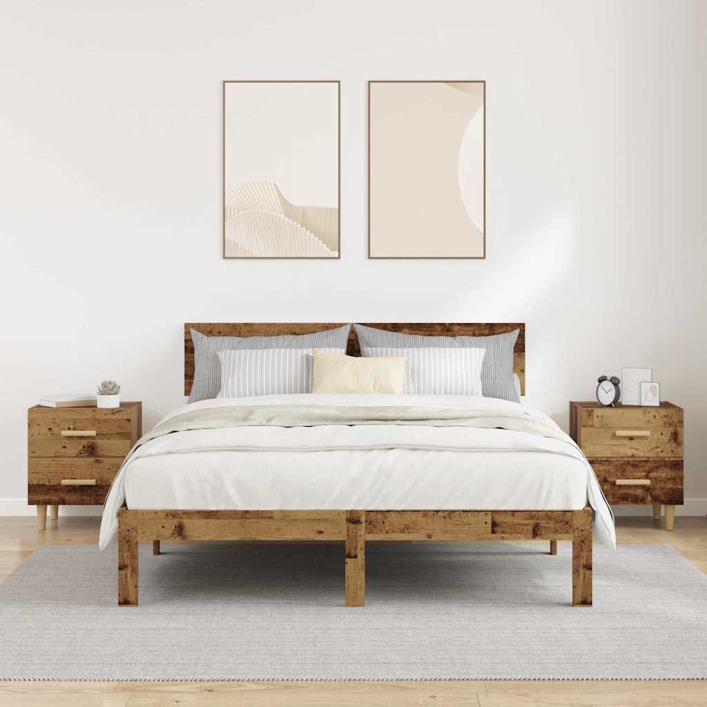 Bettschrank 2 stk. Altholz 40 x 35 x 47,5 cm Holzwerkstoff