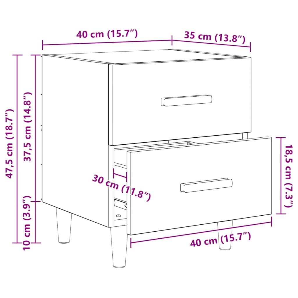 Bettschrank Artisan-Eiche 40 x 35 x 47,5 cm Holzwerkstoff