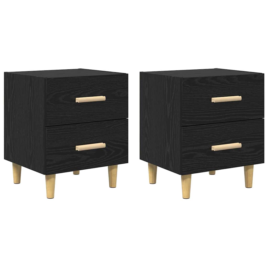 Bettschrank 2 stk. Schwarz Eichen-Optik 40 x 35 x 47,5 cm