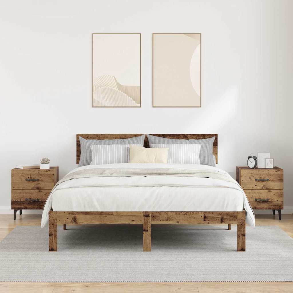 Bettschrank 2 stk. Altholz 40 x 35 x 47,5 cm Holzwerkstoff