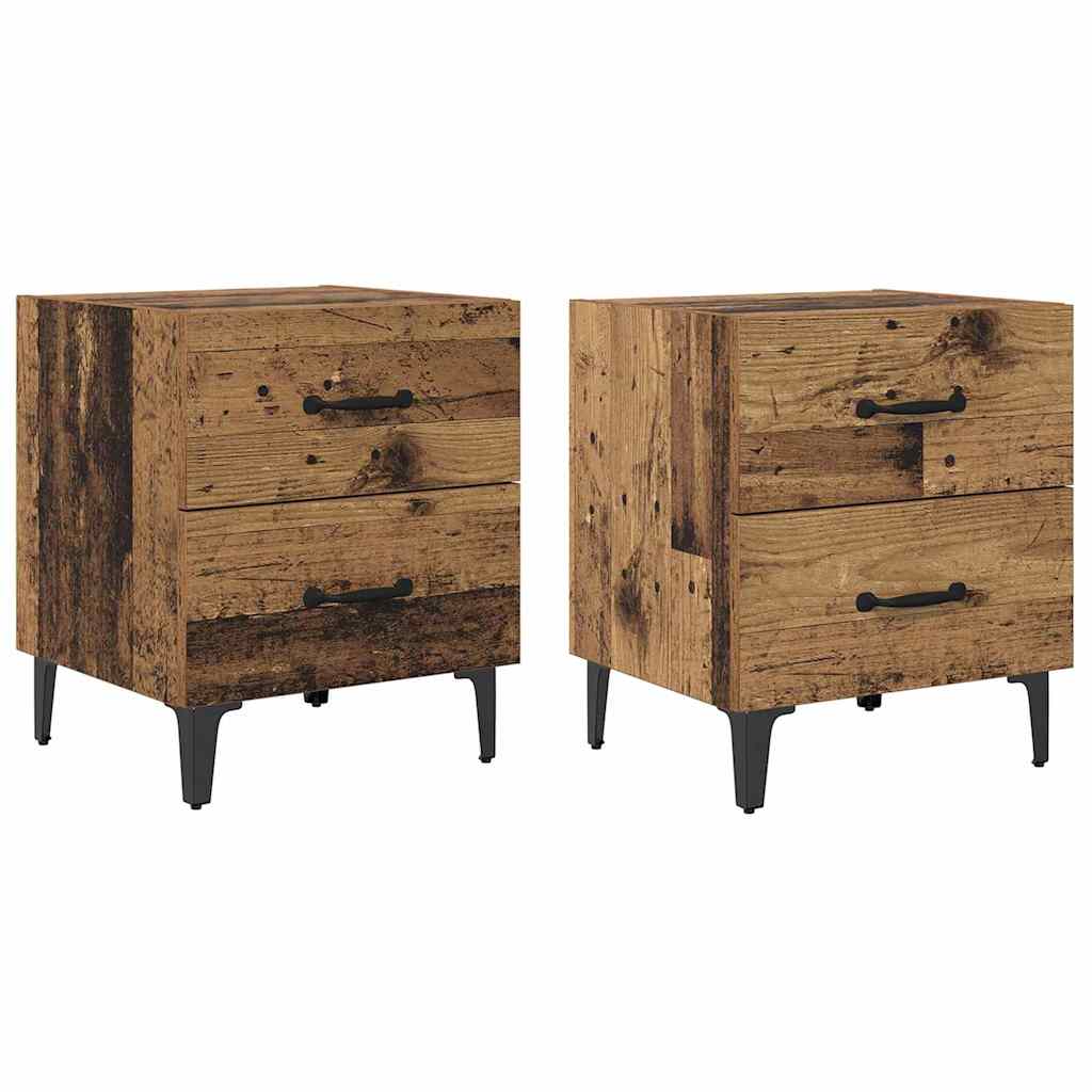 Bettschrank 2 stk. Altholz 40 x 35 x 47,5 cm Holzwerkstoff