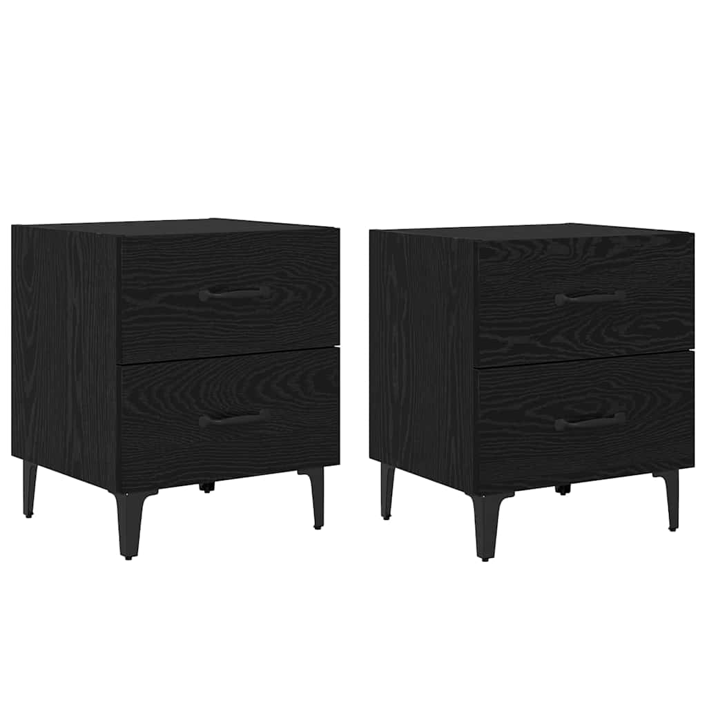 Bettschrank 2 stk. Schwarz Eichen-Optik 40 x 35 x 47,5 cm
