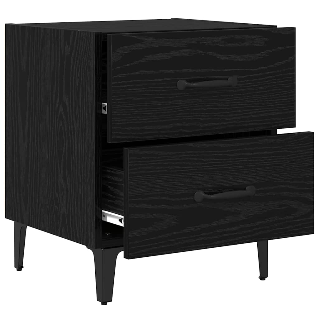 Bettschrank 2 stk. Schwarz Eichen-Optik 40 x 35 x 47,5 cm