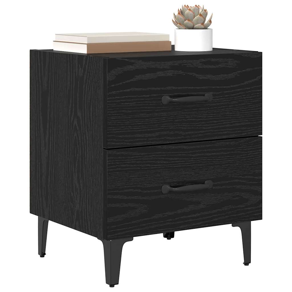 Bettschrank 2 stk. Schwarz Eichen-Optik 40 x 35 x 47,5 cm
