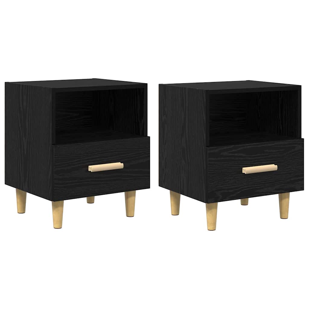 Nachttisch 2 stk. Schwarz Eichen-Optik 40 x 35 x 47 cm