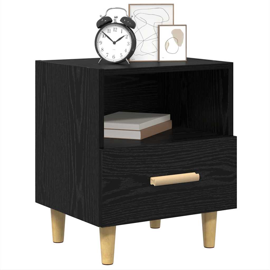 Nachttisch 2 stk. Schwarz Eichen-Optik 40 x 35 x 47 cm