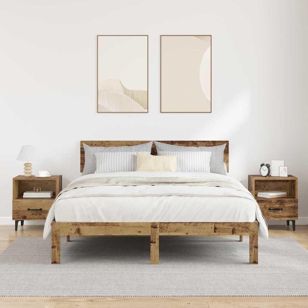 Nachttisch 2 stk. Altholz 40 x 35 x 47,5 cm Holzwerkstoff