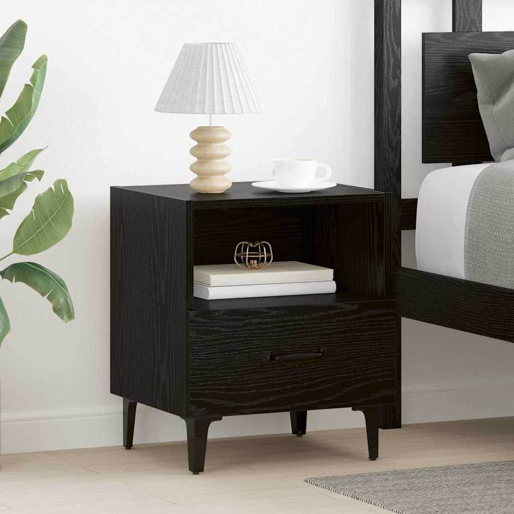 Nachttisch 2 stk. Schwarz Eichen-Optik 40 x 35 x 47,5 cm