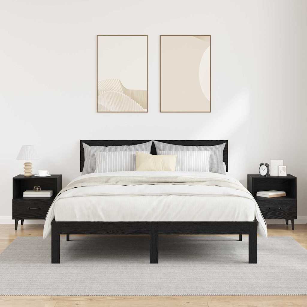 Nachttisch 2 stk. Schwarz Eichen-Optik 40 x 35 x 47,5 cm