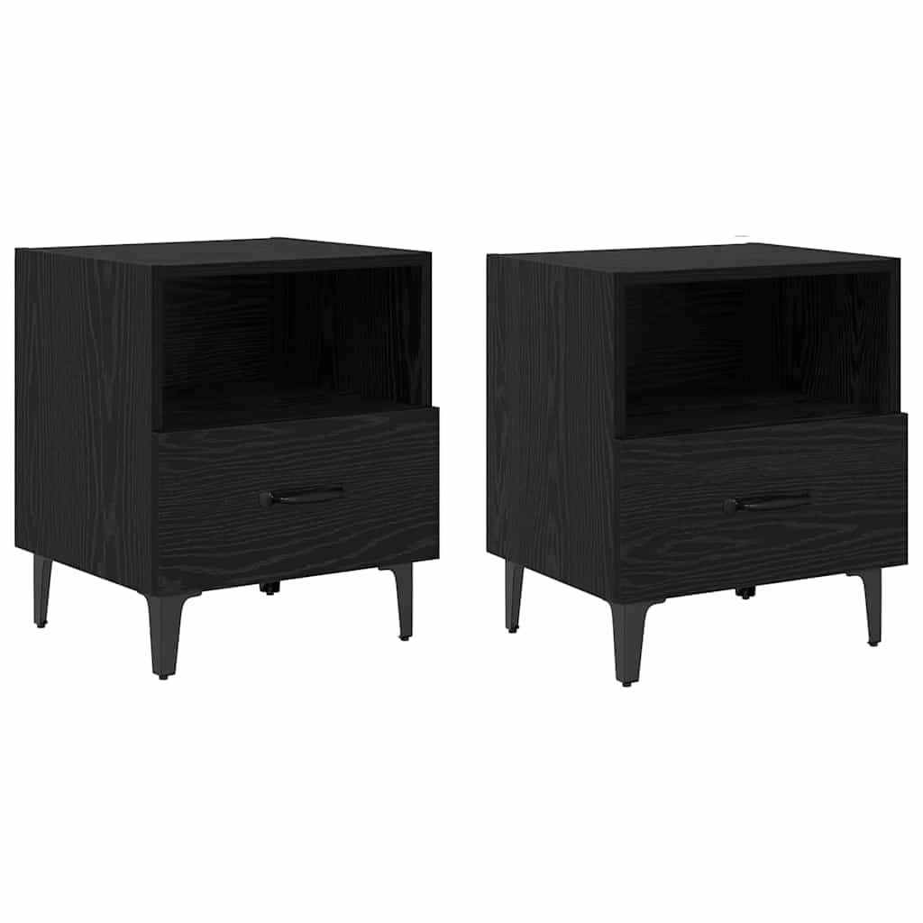 Nachttisch 2 stk. Schwarz Eichen-Optik 40 x 35 x 47,5 cm
