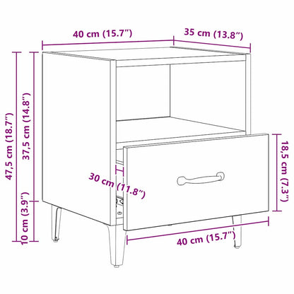 Nachttisch 2 stk. Schwarz Eichen-Optik 40 x 35 x 47,5 cm