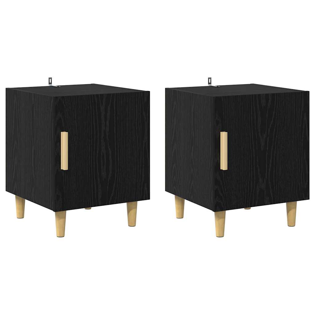 Nachttisch 2 Stk. Schwarz Eichen-Optik 40 x 40 x 50 cm