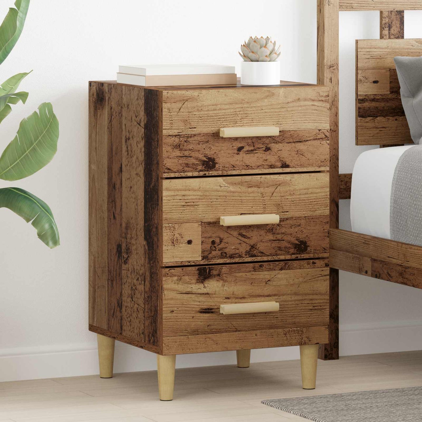 Nachttisch Altholz 40 x 40 x 66 cm Holzwerkstoff