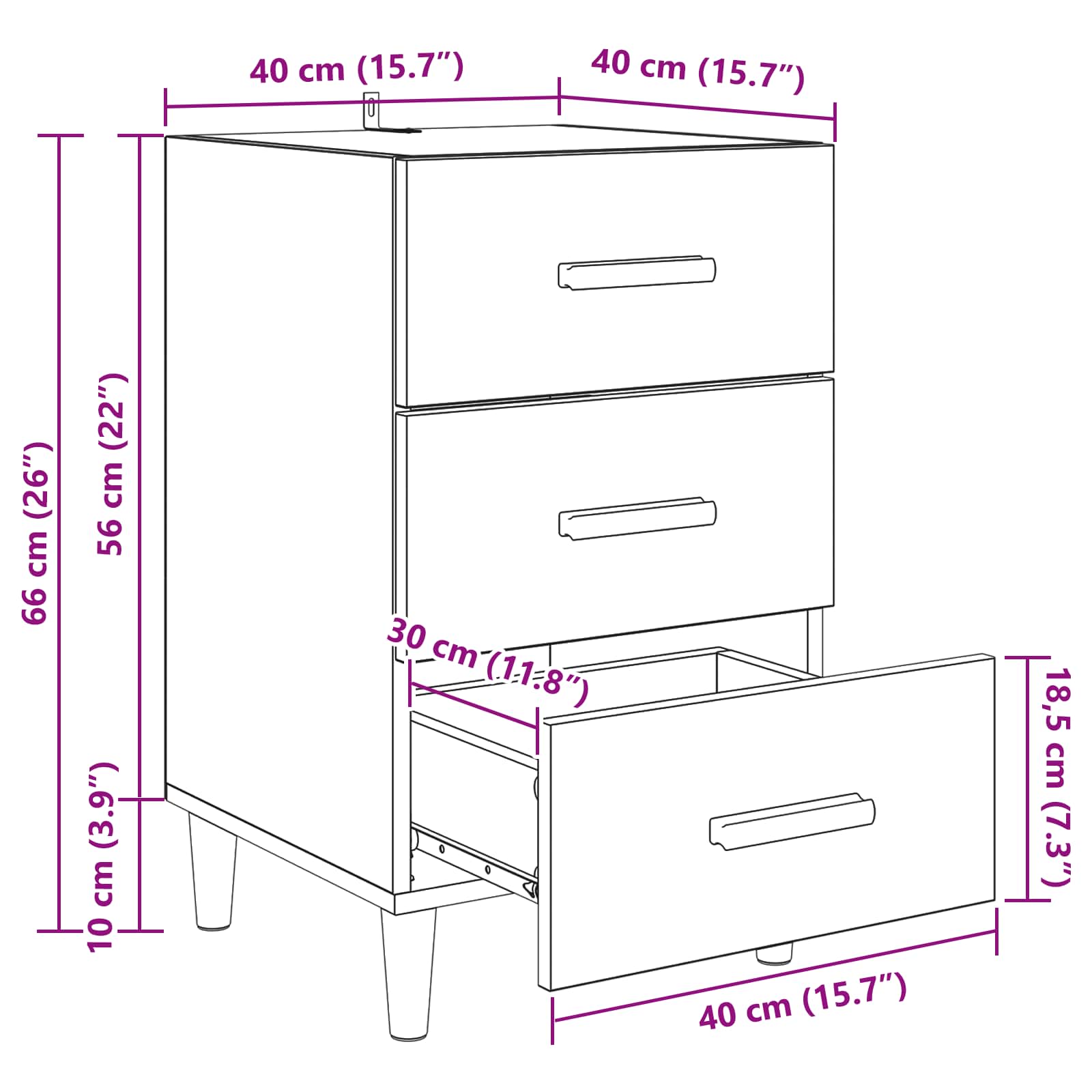 Nachttisch Artisan-Eiche 40 x 40 x 66 cm Holzwerkstoff