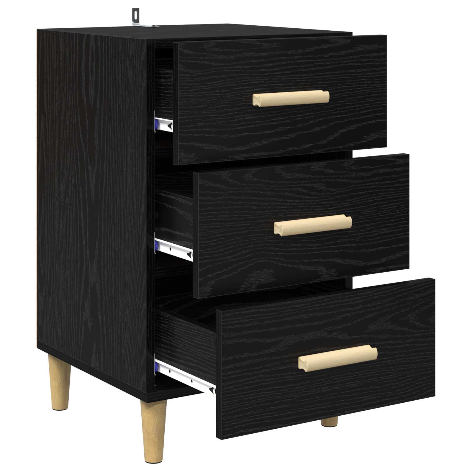 Nachttisch Schwarz Eichen-Optik 40 x 40 x 66 cm Holzwerkstoff
