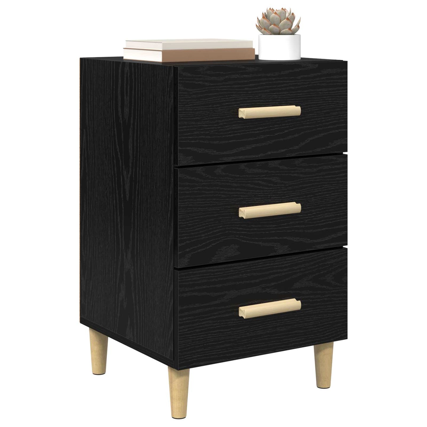 Nachttisch Schwarz Eichen-Optik 40 x 40 x 66 cm Holzwerkstoff