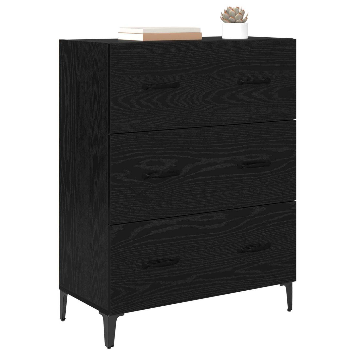 Sideboard Schwarz Eichen-Optik 69,5 x 34 x 90 cm Holzwerkstoff