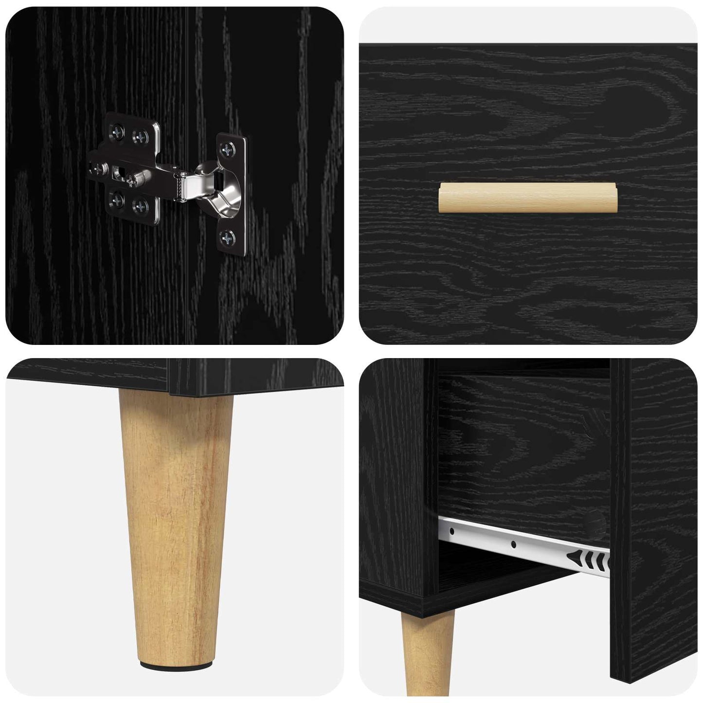 Sideboard Schwarz Eichen-Optik 34 x 69,5 x 90 cm Holzwerkstoff