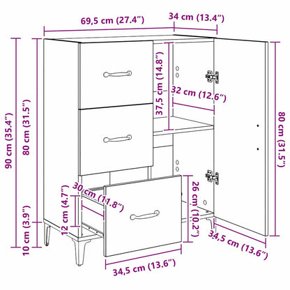 Sideboard Artisan-Eiche 69,5 x 34 x 90 cm Holzwerkstoff