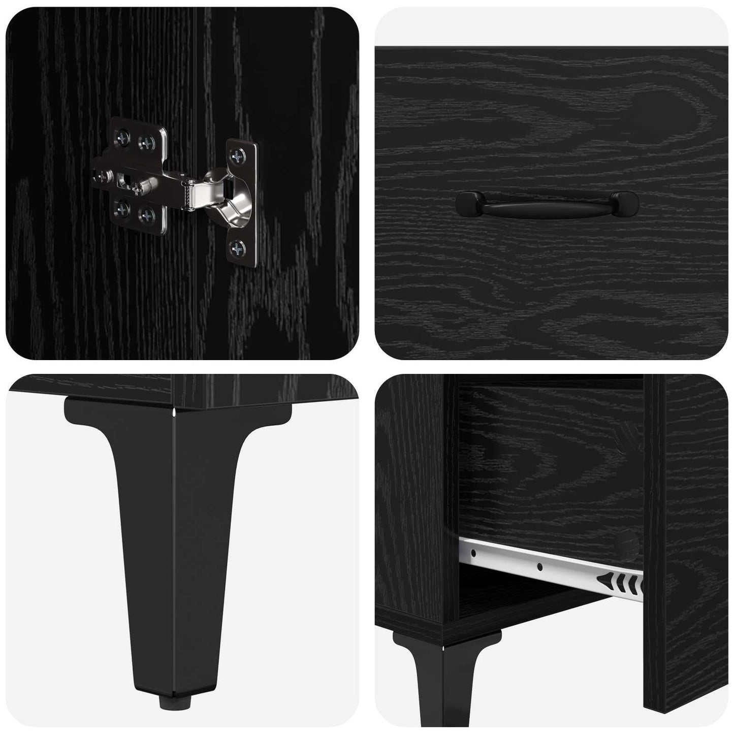Sideboard Schwarz Eichen-Optik 69,5 x 34 x 90 cm Holzwerkstoff