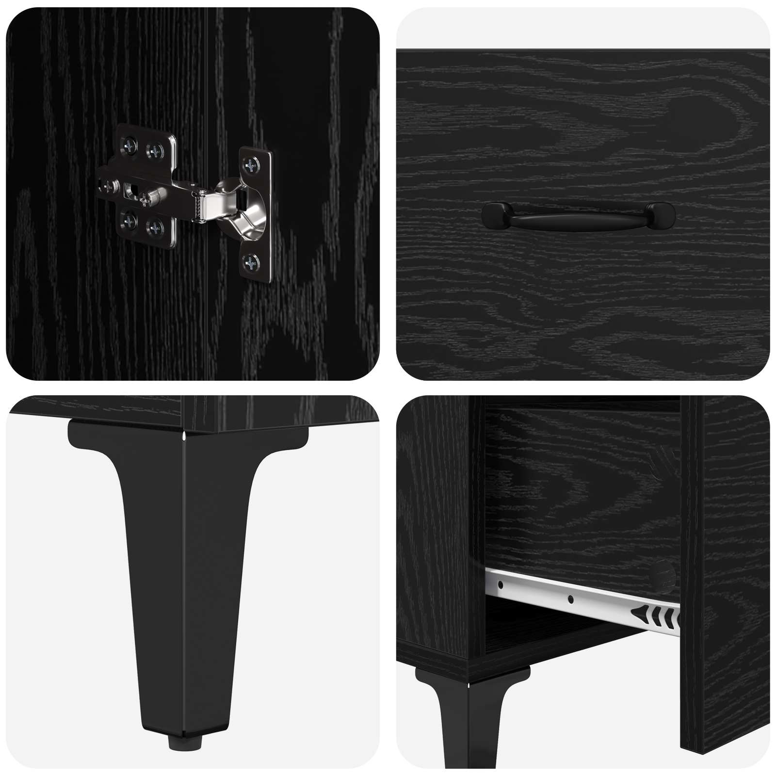 Sideboard Schwarz Eichen-Optik 69,5 x 34 x 90 cm Holzwerkstoff