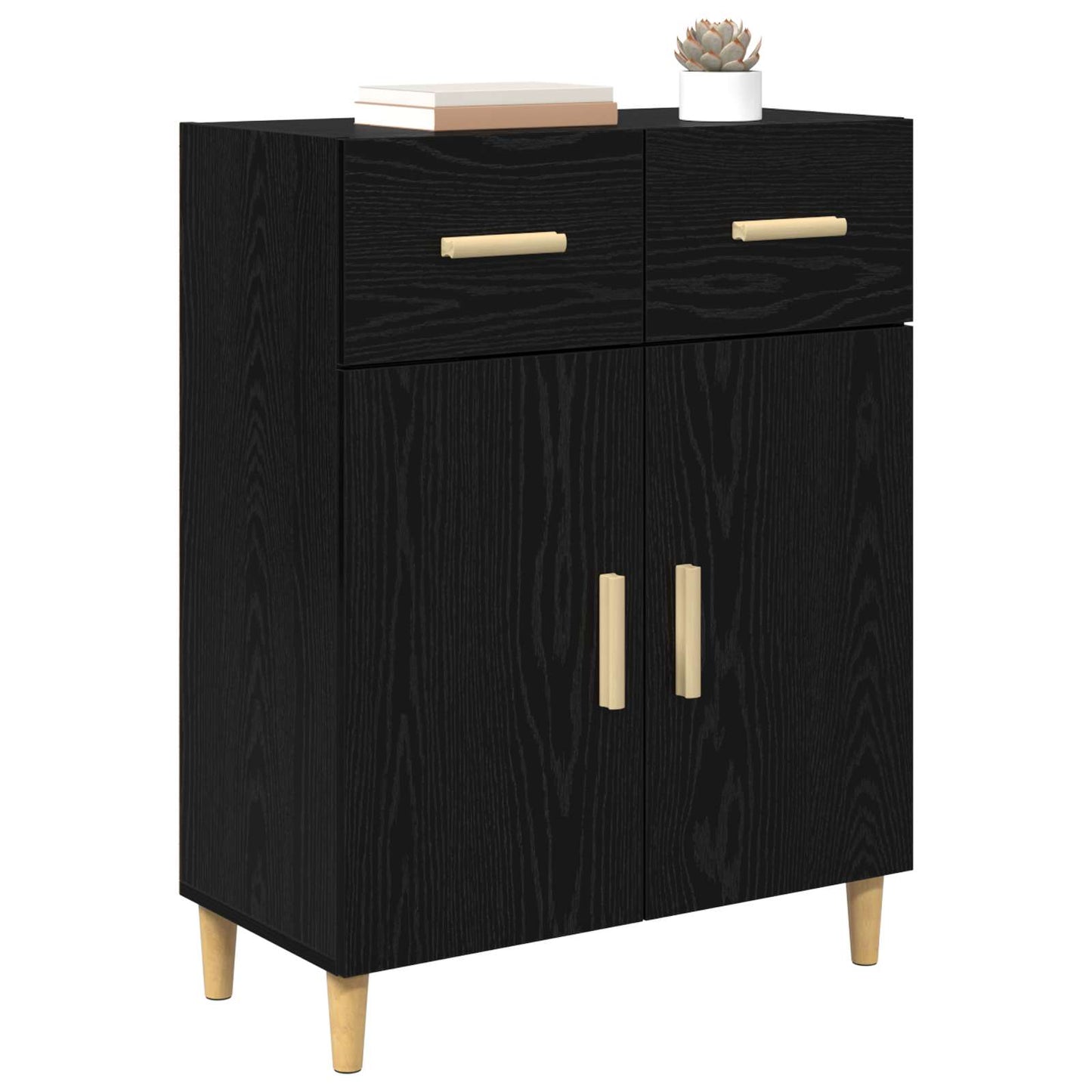 Sideboard Schwarz Eichen-Optik 34 x 69,5 x 89 cm Holzwerkstoff