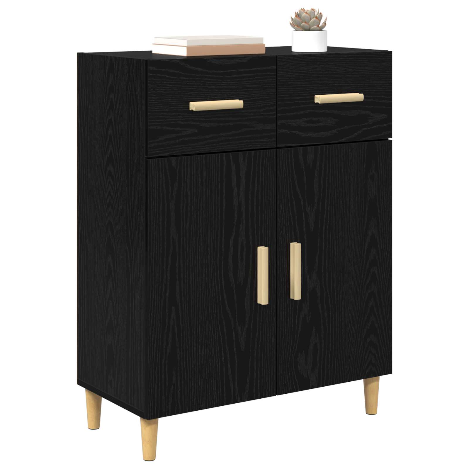 Sideboard Schwarz Eichen-Optik 34 x 69,5 x 89 cm Holzwerkstoff