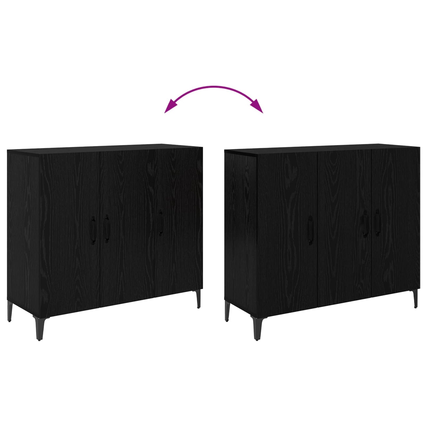 Sideboard Schwarz Eichen-Optik 34 x 90 x 80 cm Holzwerkstoff