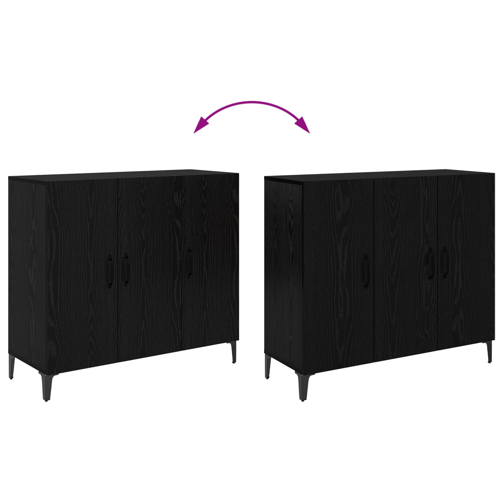 Sideboard Schwarz Eichen-Optik 34 x 90 x 80 cm Holzwerkstoff