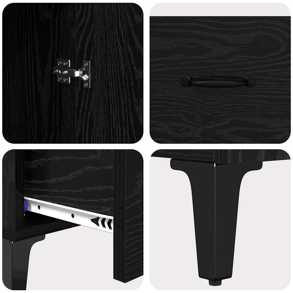 Highboard mit Schubladen Schwarz Eichen-Optik 70 x 31 x 115 cm