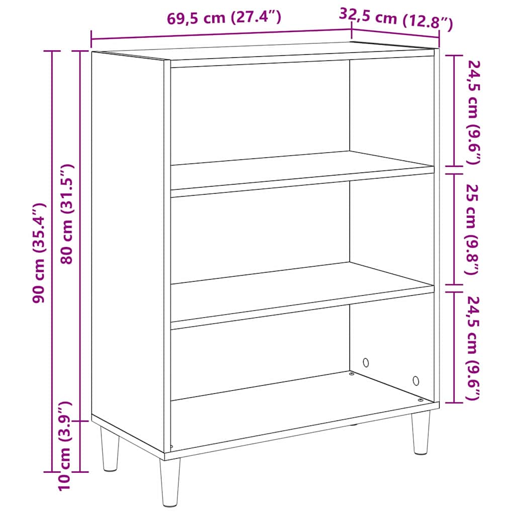Sideboard Artisan-Eiche 69,5 x 32,5 x 90 cm Holzwerkstoff