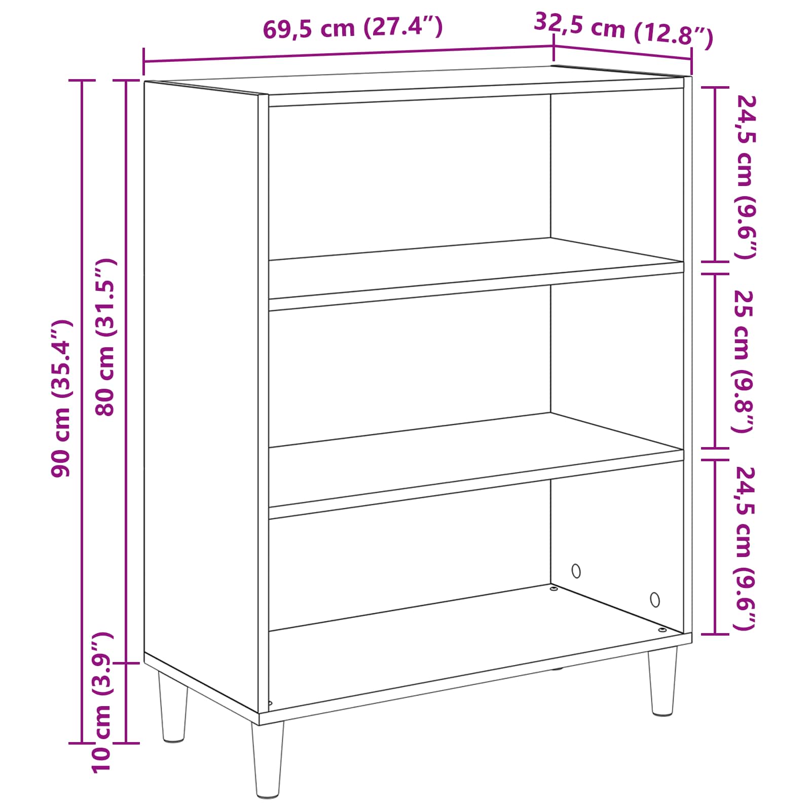 Sideboard Artisan-Eiche 69,5 x 32,5 x 90 cm Holzwerkstoff